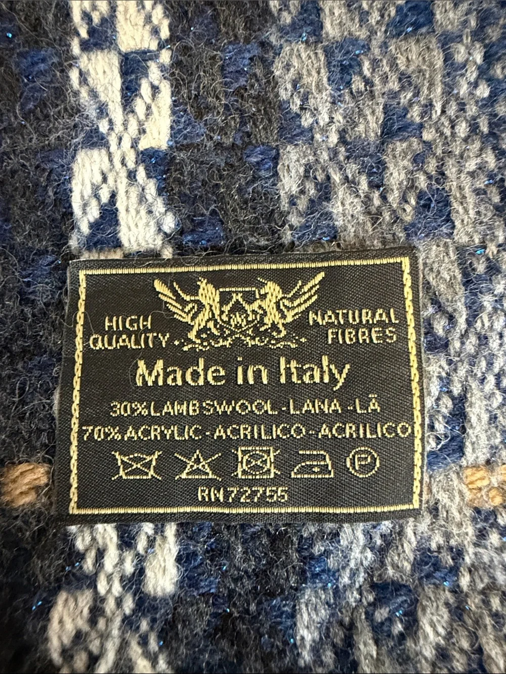 Made in Italy Blue Plaid Wool Blend Scarf by (Unknown)